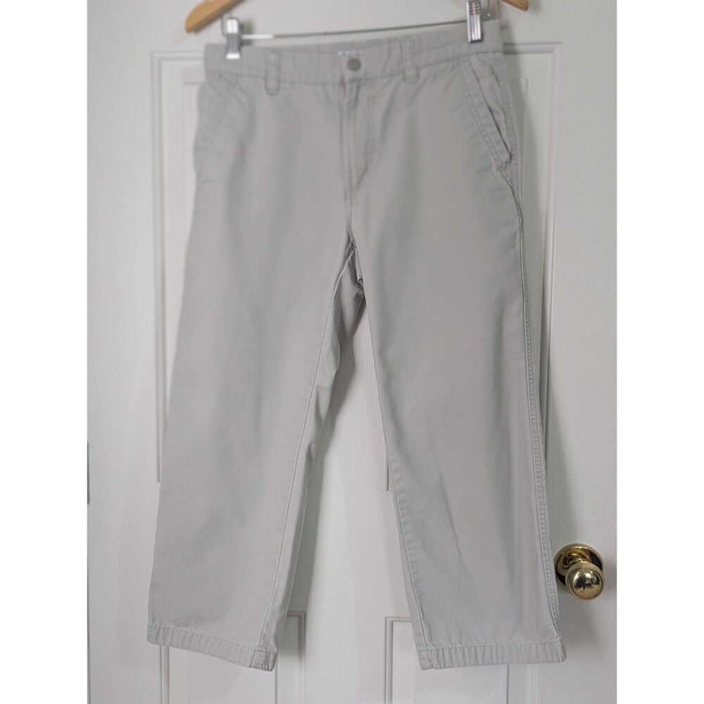 Columbia Chino Capri Pants Womens 8 Tan Pockets Outdoor Hiking Gorpcore Logo EUC